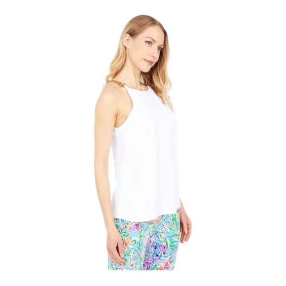 NEW! Lilly Pulitzer Women's Adrienne Halter Tank Top Resort White Size 10 NWT - Picture 10 of 11
